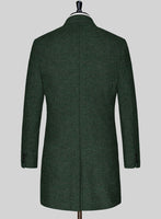 Bottle Green Herringbone Tweed Overcoat - StudioSuits