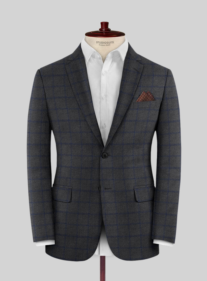 Italian Jamen Gray Checks Flannel Jacket - StudioSuits