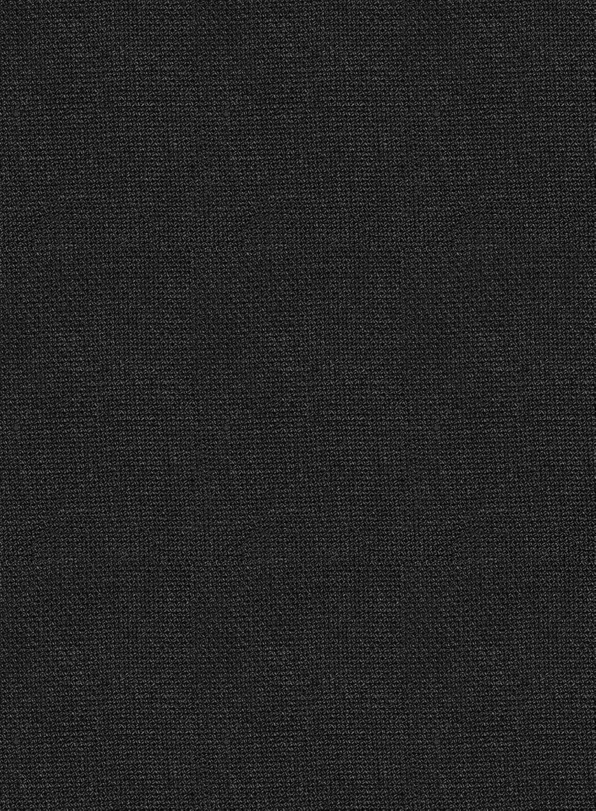 Italian Prato Black Dobby Linen Highland Trousers - StudioSuits