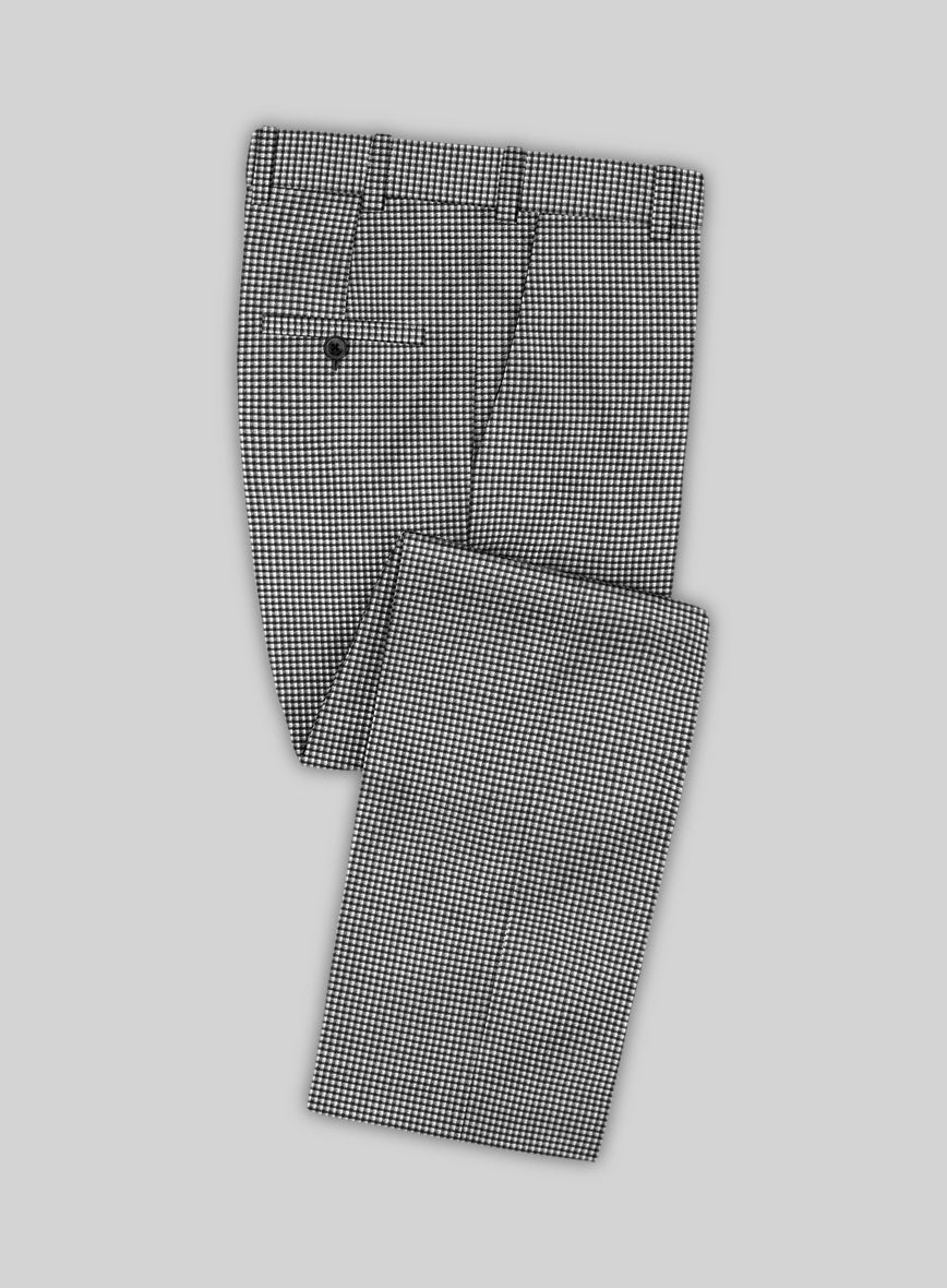 White Black Cotton Checks Belt Pant