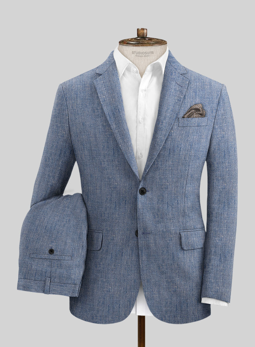 Italian Linen Artisanal Light Blue Suit - StudioSuits