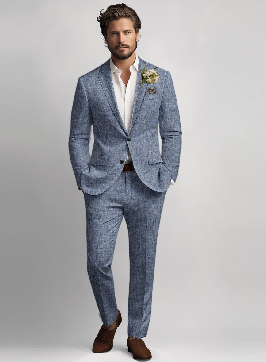 Italian Linen Artisanal Light Blue Suit StudioSuits Italian Linen Artisanal Light Blue Suit StudioSuits
