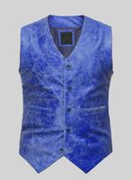 Artistic Blue Leather Suit - StudioSuits