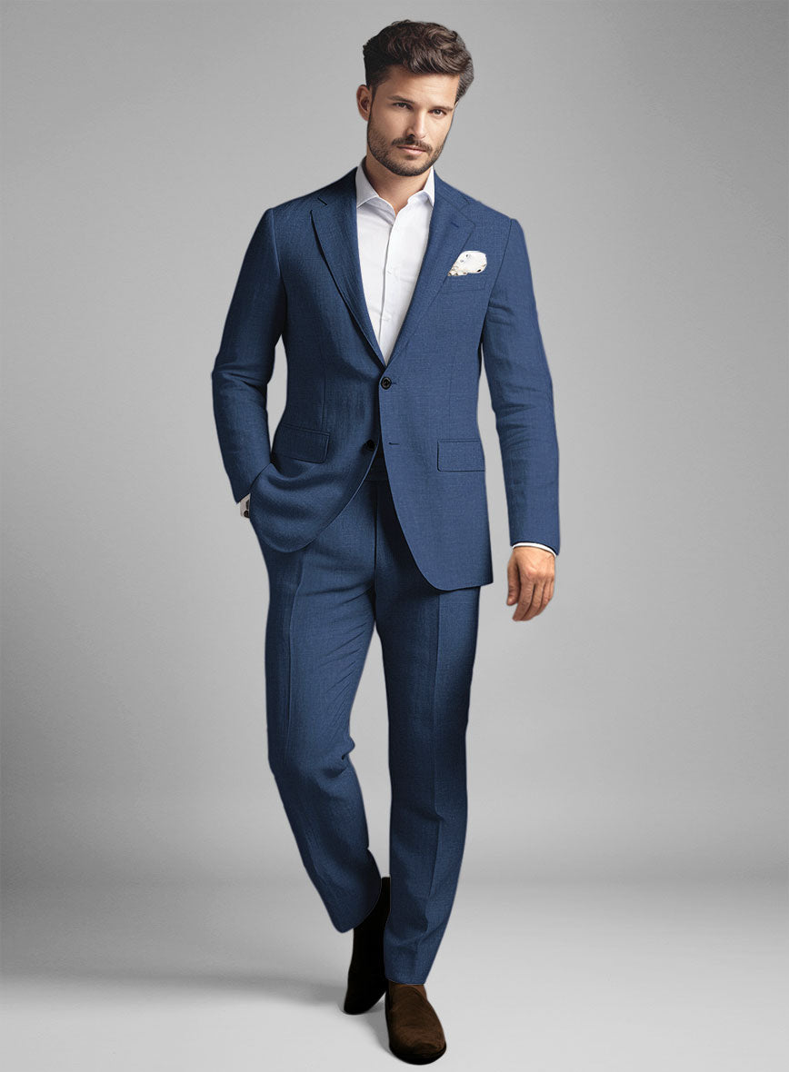 Azure Blue Linen Suit - StudioSuits