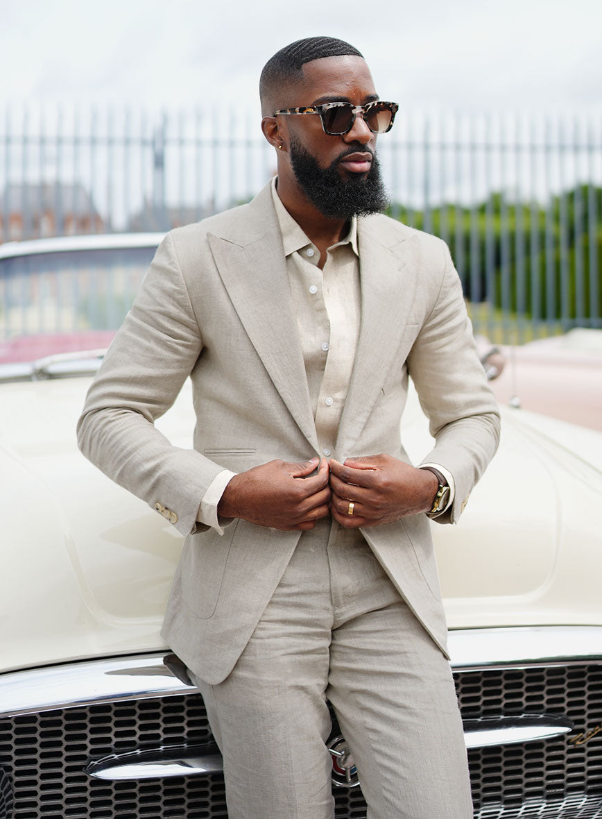 Barn Beige Pablo Style Linen Suit - StudioSuits