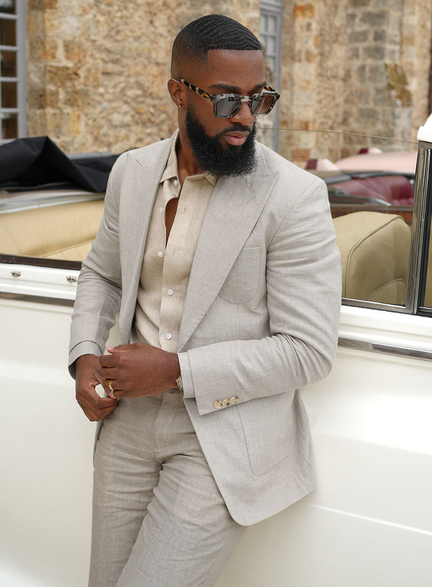Barn Beige Pablo Style Linen Suit - StudioSuits