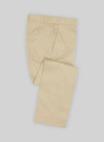 Beige Feather Cotton Canvas Stretch Pants - StudioSuits