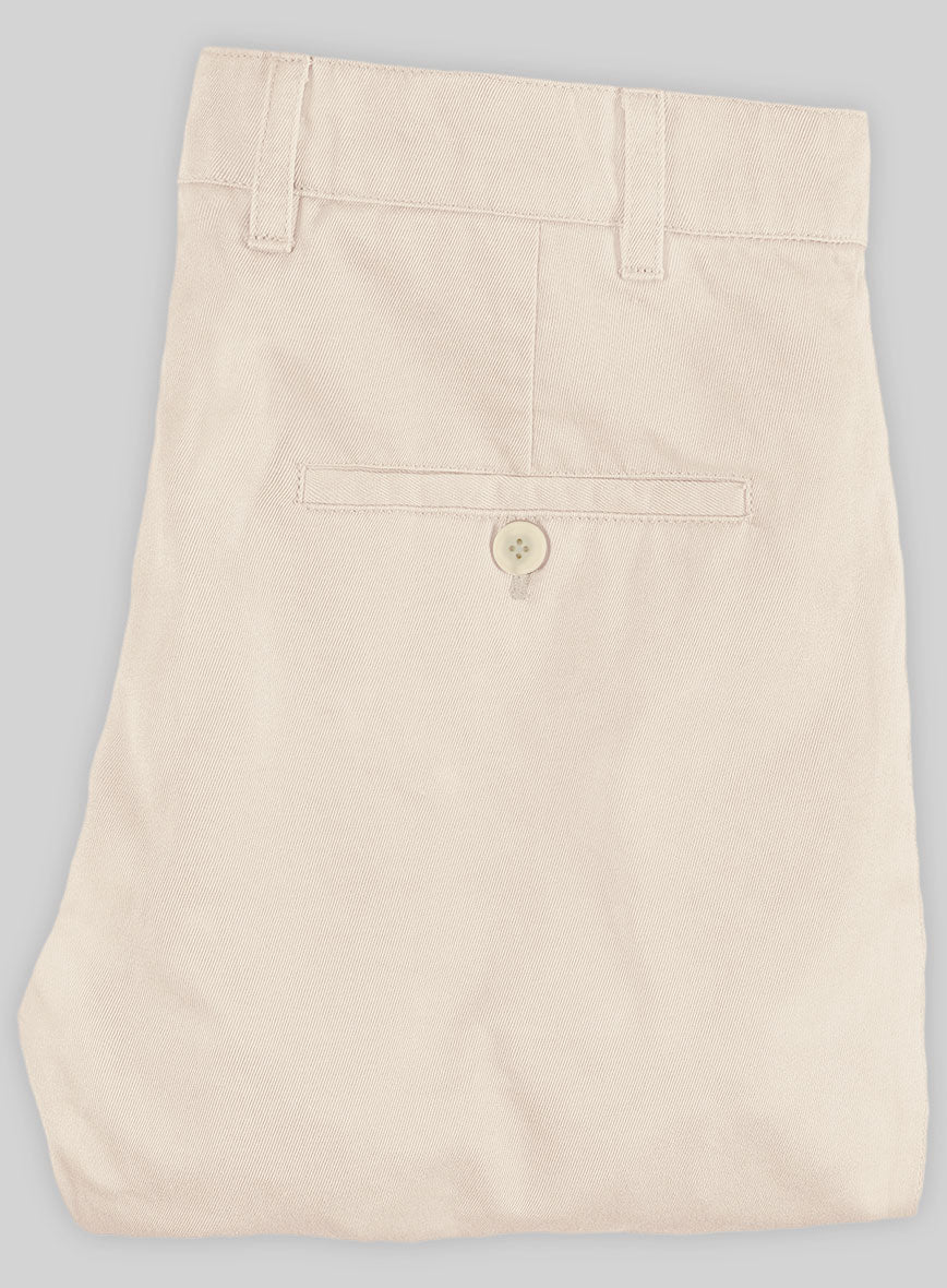 Washed Beige Stretch Chino Pants - StudioSuits