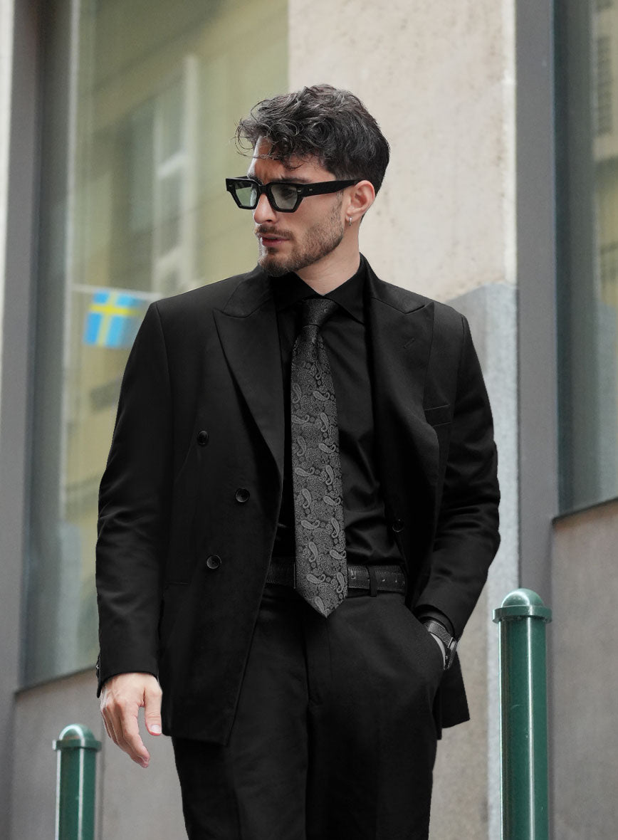 Black Chino Double Breasted Suit - StudioSuits