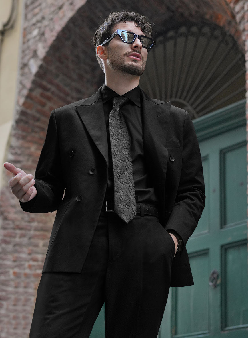 Black Chino Double Breasted Suit - StudioSuits