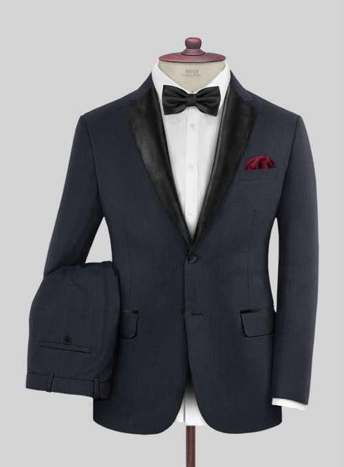 Blue Merino Wool Tuxedo Suit