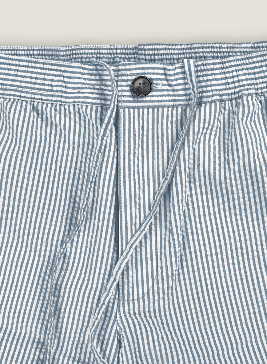 Blue Seersucker Shorts - StudioSuits