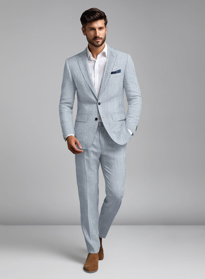 Men's Blue Seersucker Suit by StudioSuits Men's Blue Seersucker Suit by StudioSuits