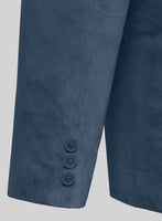 Blue Suede Leather Pea Coat