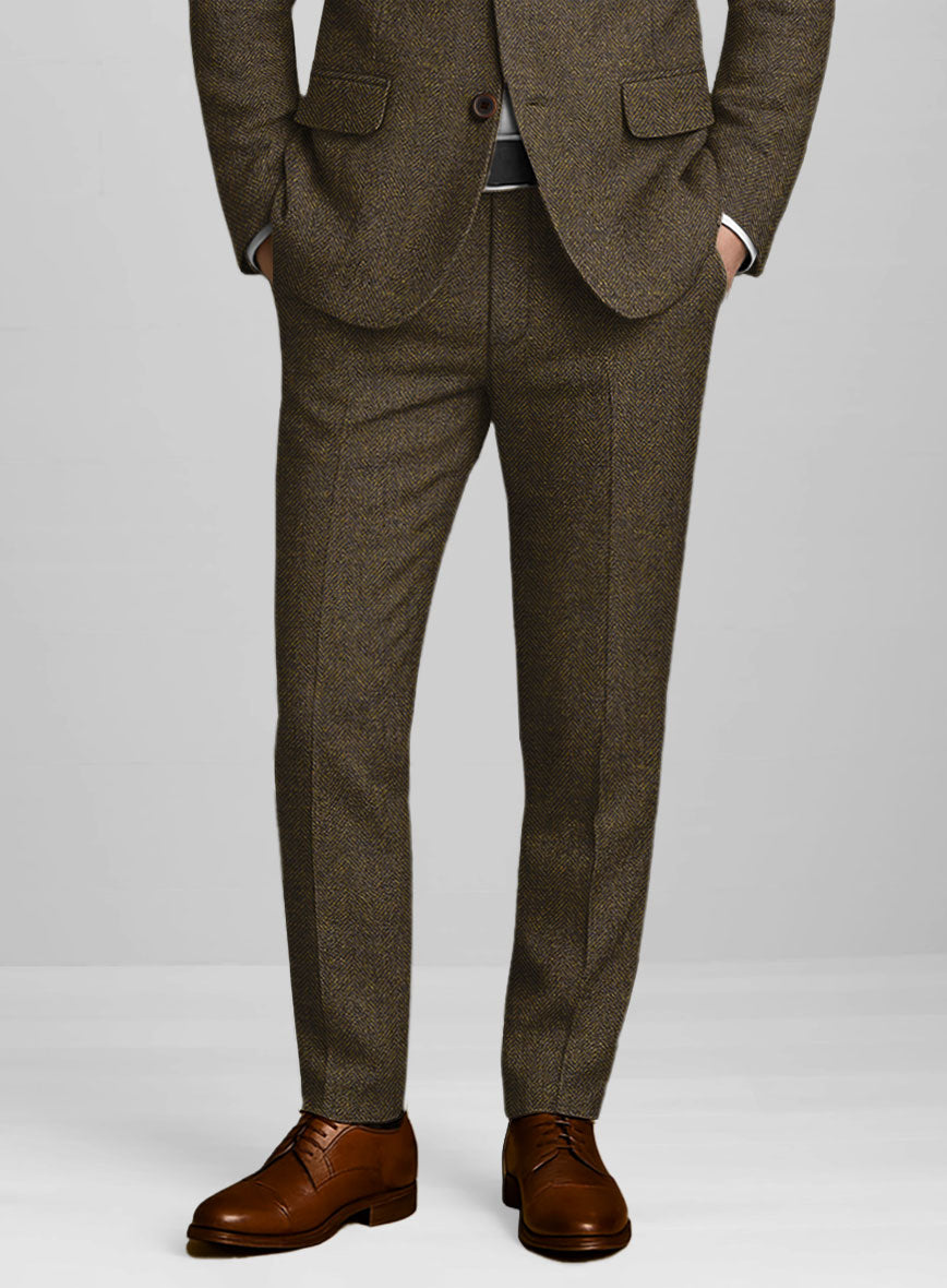 Bottle Brown Herringbone Tweed Pants – StudioSuits