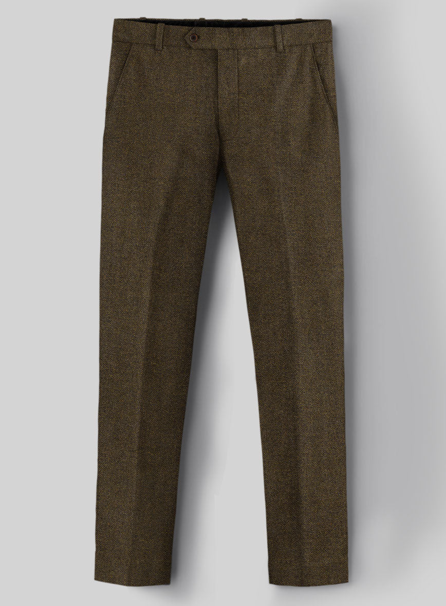 Bottle Brown Herringbone Tweed Suit - StudioSuits