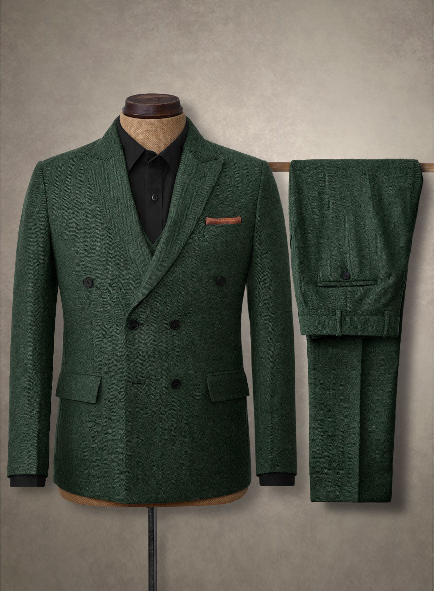 Bottle Green Herringbone Tweed Piece Suit – StudioSuits