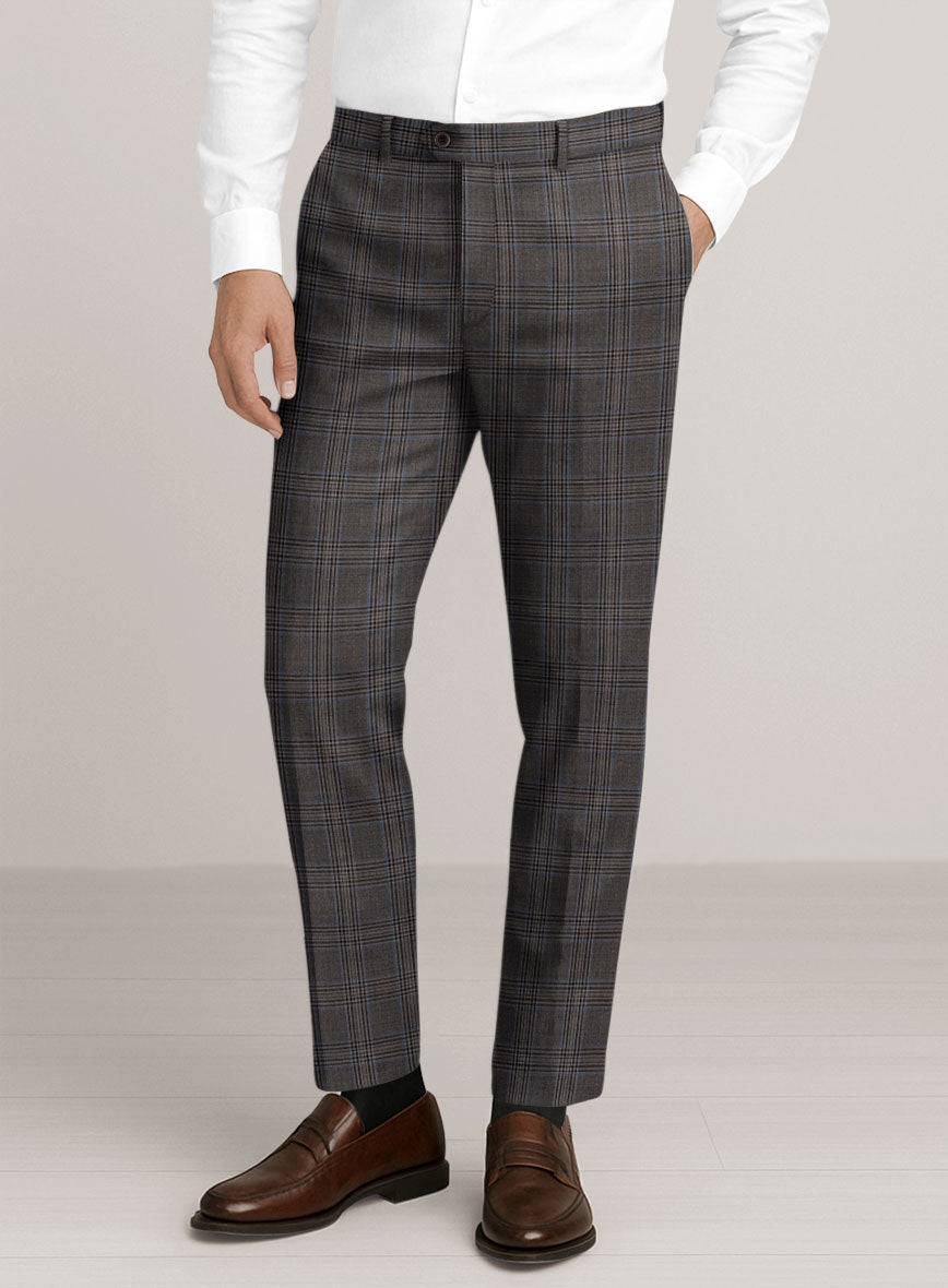 Bristol Argento Gray Check Pants - StudioSuits