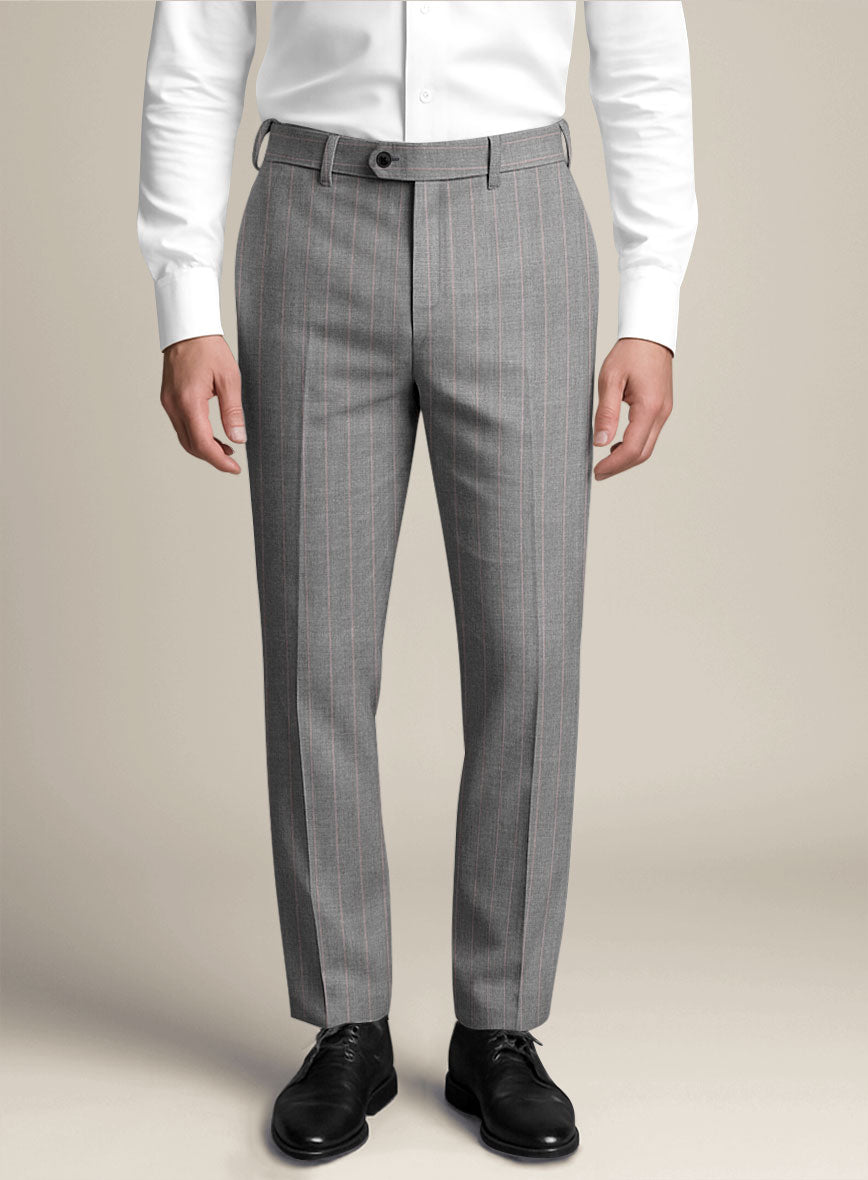 Bristol Ash Gray Rope Stripe Pants - StudioSuits