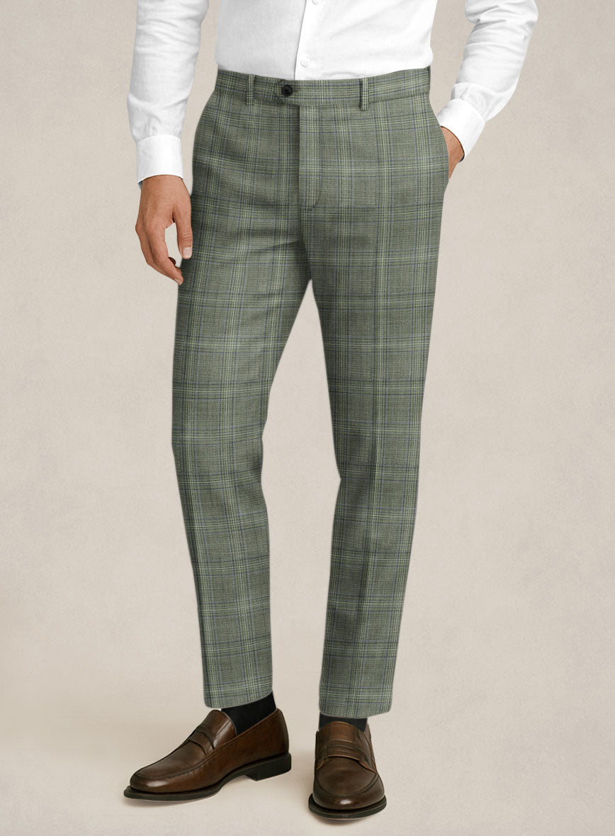 Bristol Corda Beige Check Pants - StudioSuits