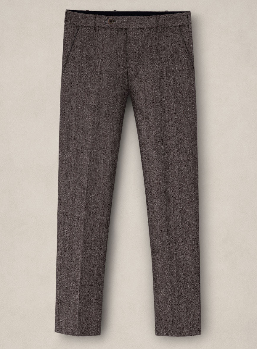 Bristol Dark Brown Herringbone Pants - StudioSuits