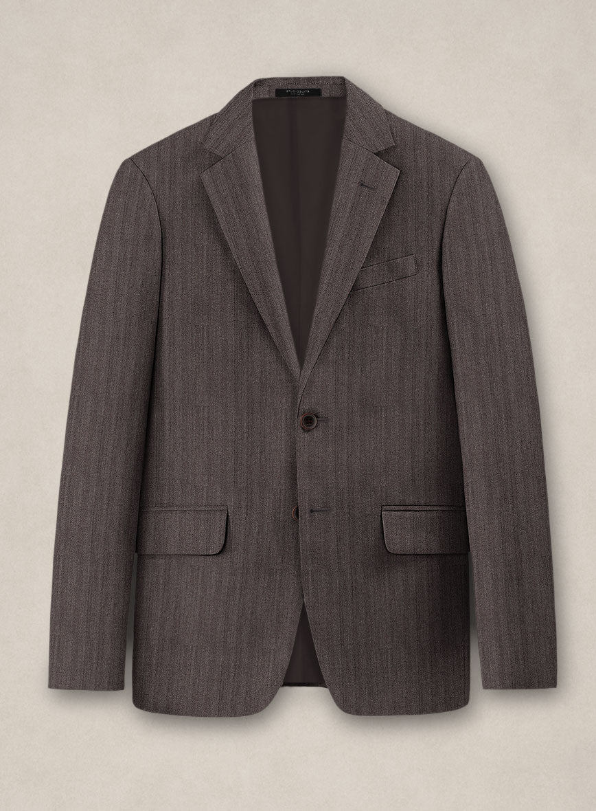 Bristol Dark Brown Herringbone Suit - StudioSuits