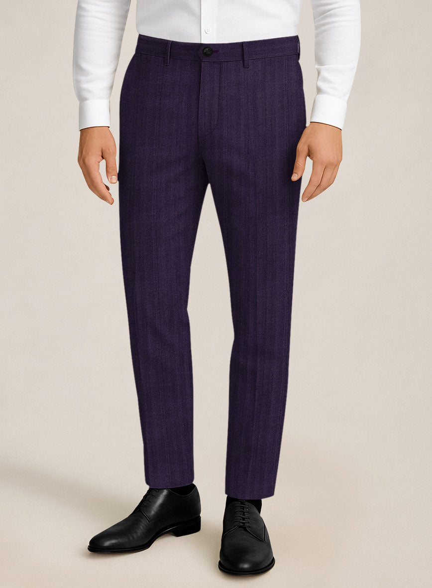 Bristol Eggplant Herringbone Pants - StudioSuits