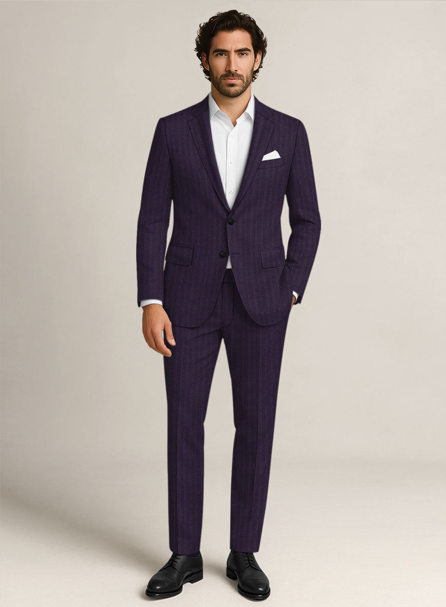 Bristol Eggplant Herringbone Suit - StudioSuits