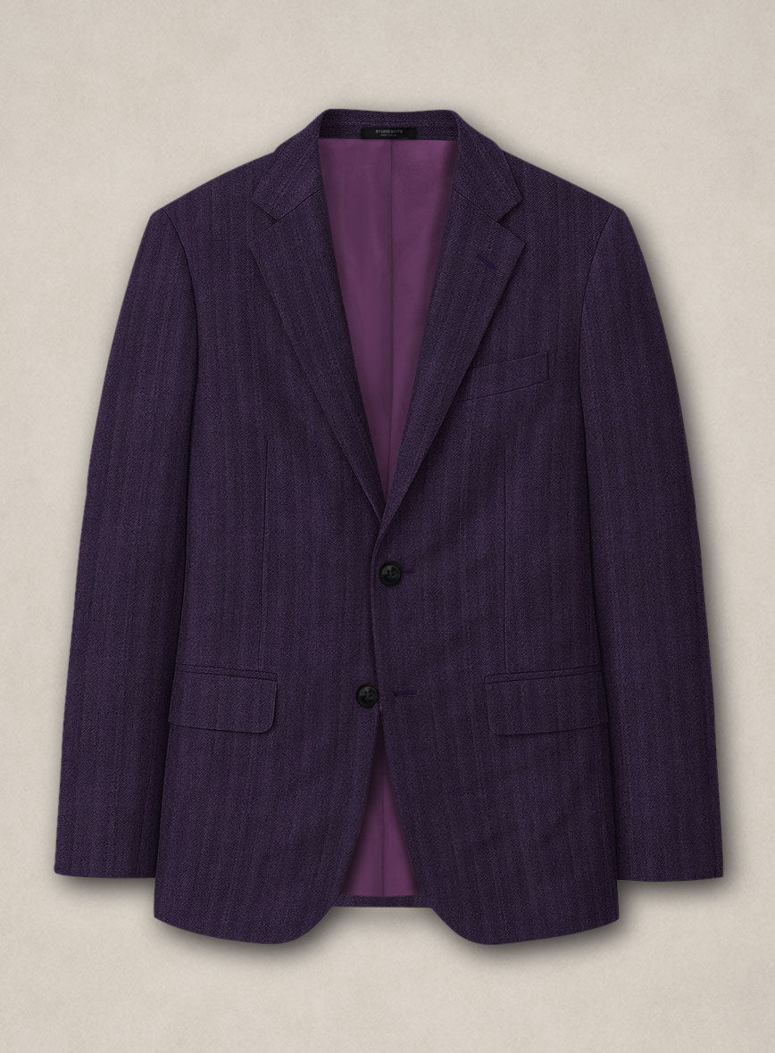 Bristol Eggplant Herringbone Suit - StudioSuits
