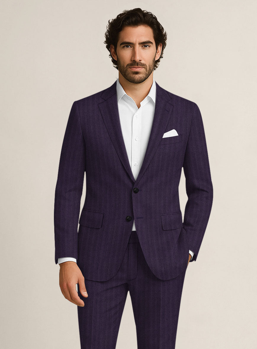 Bristol Eggplant Herringbone Suit - StudioSuits