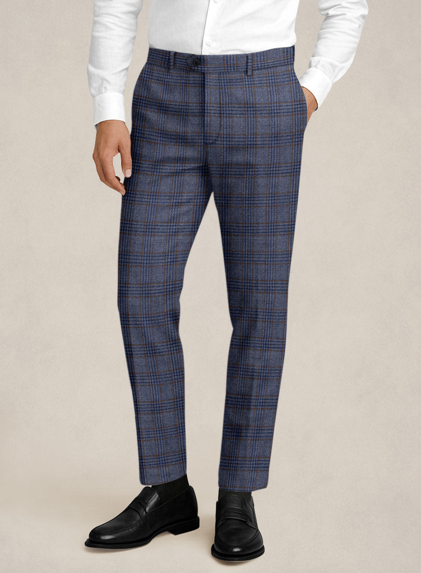 Bristol Indaco Blue Check Pants - StudioSuits