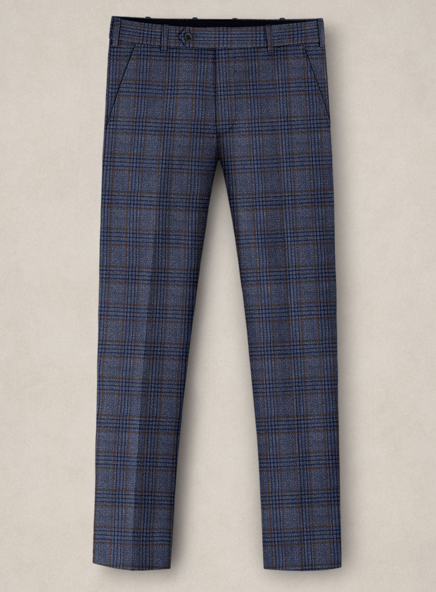 Bristol Indaco Blue Check Pants - StudioSuits