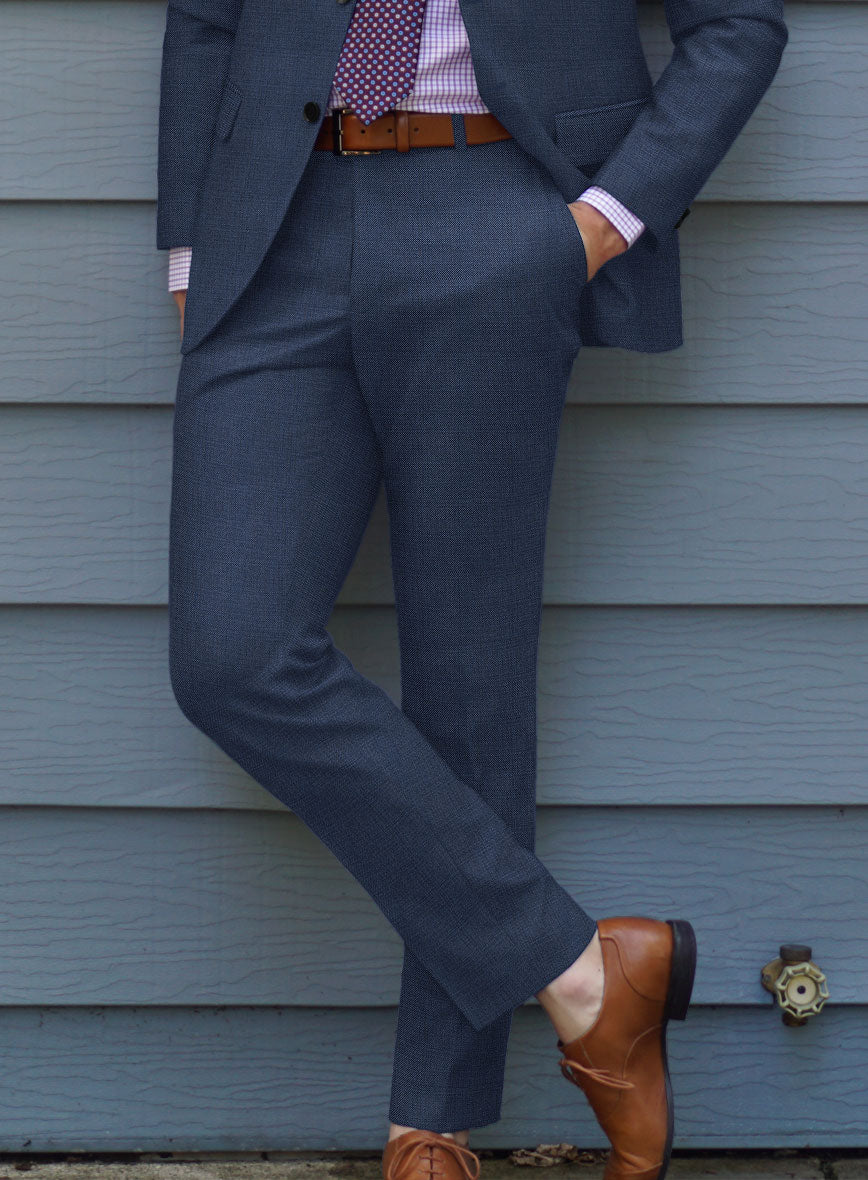 Bristol Light Navy Sharkskin Pants - StudioSuits