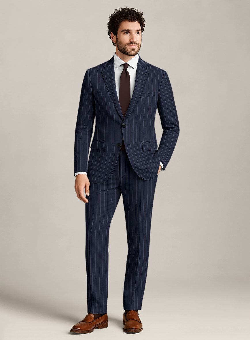 Bristol Navy Blue Rope Stripe Suit - StudioSuits