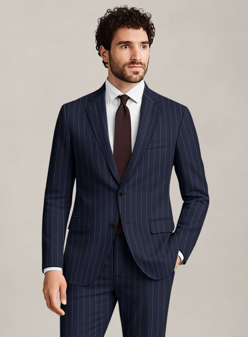 Bristol Navy Blue Rope Stripe Suit - StudioSuits