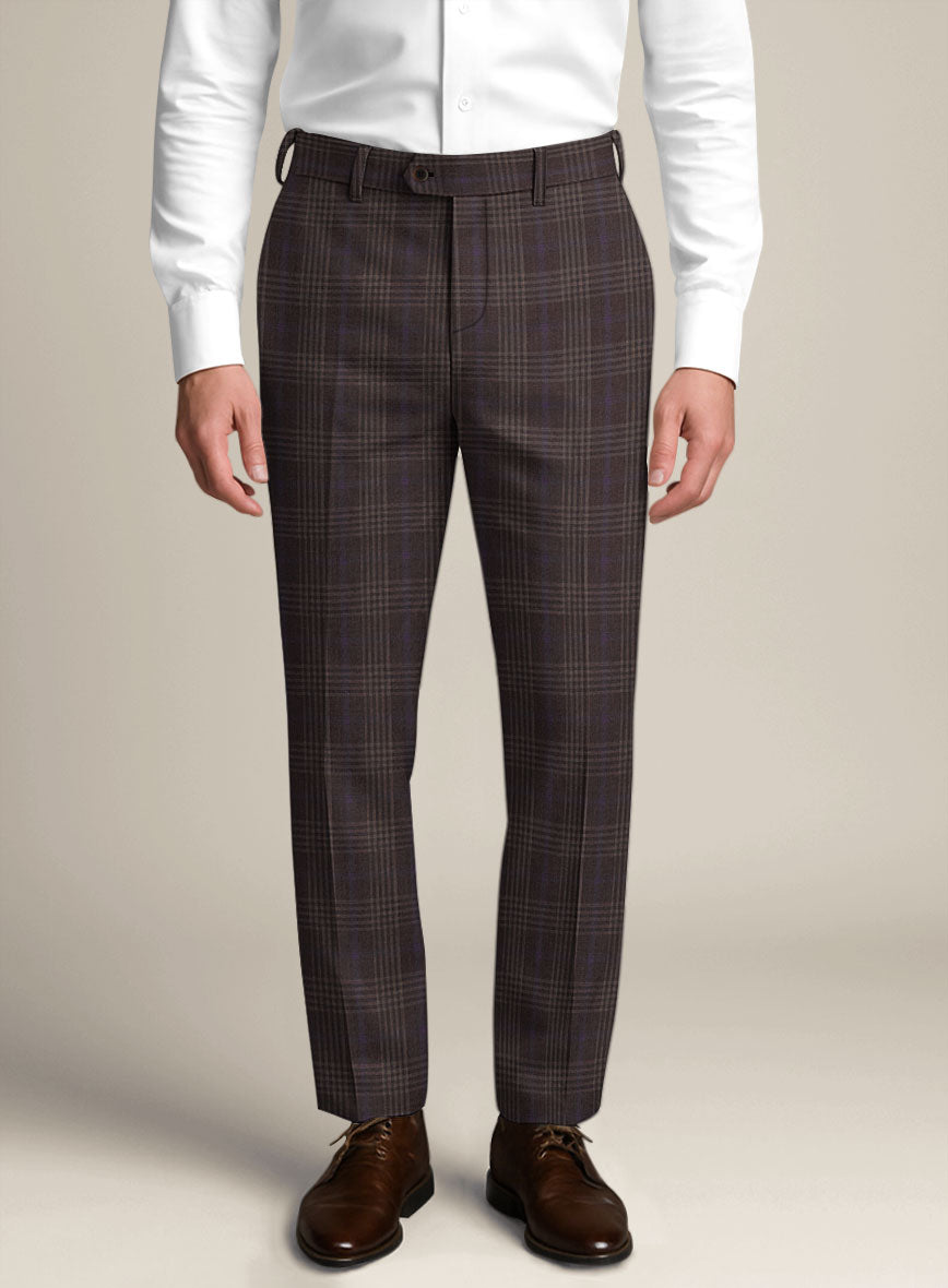 Bristol Noce Brown Check Pants - StudioSuits