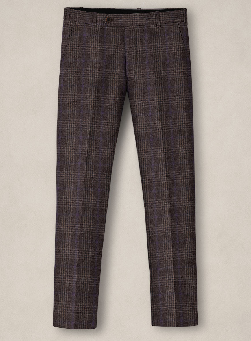 Bristol Noce Brown Check Pants - StudioSuits