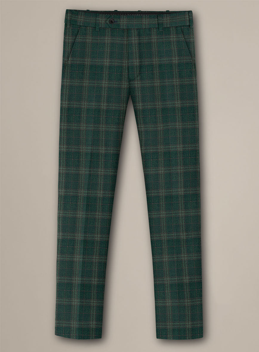 Bristol Pino Green Check Pants - StudioSuits