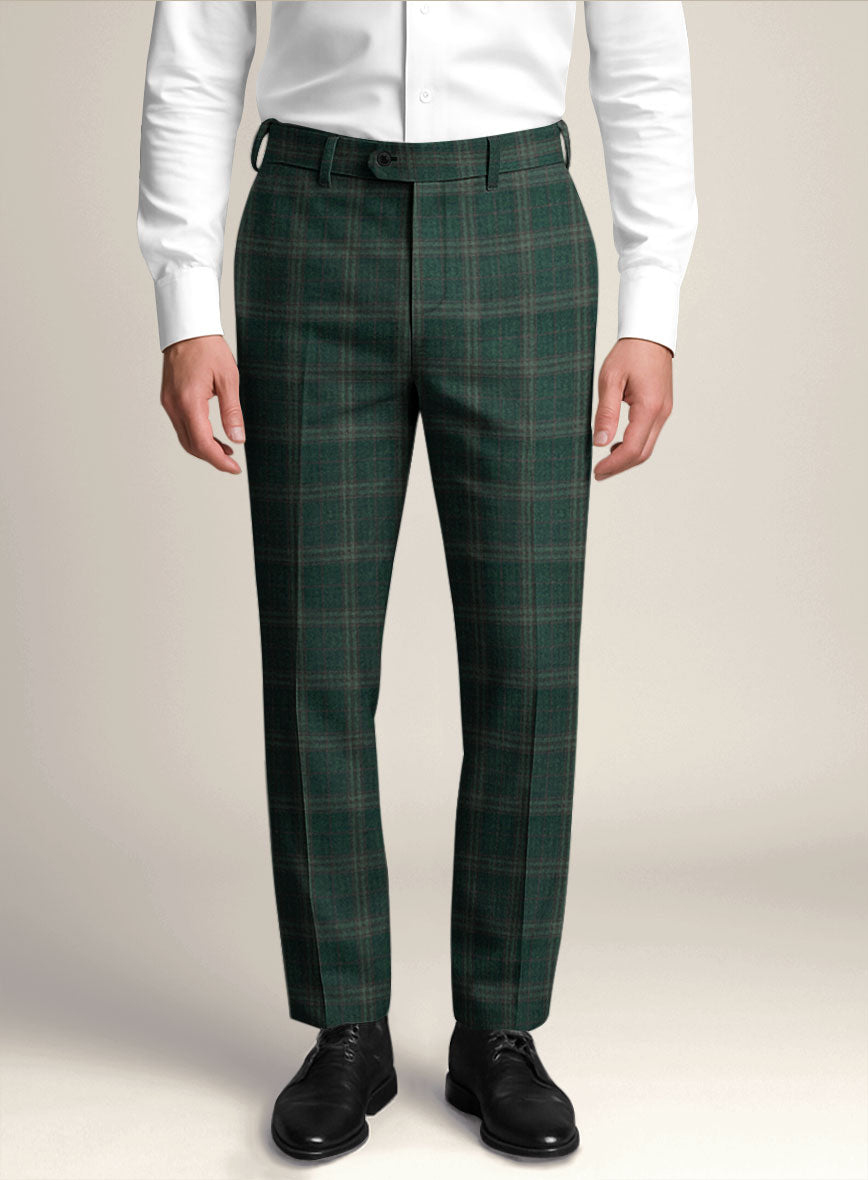 Bristol Pino Green Check Pants - StudioSuits