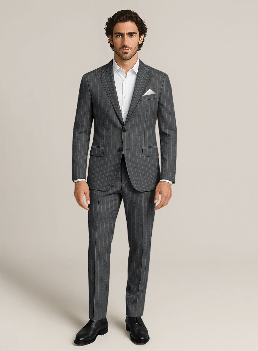 Bristol Slate Gray Rope Stripe Suit - StudioSuits