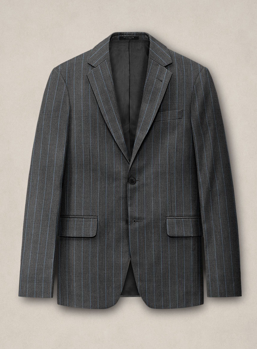 Bristol Slate Gray Rope Stripe Suit - StudioSuits