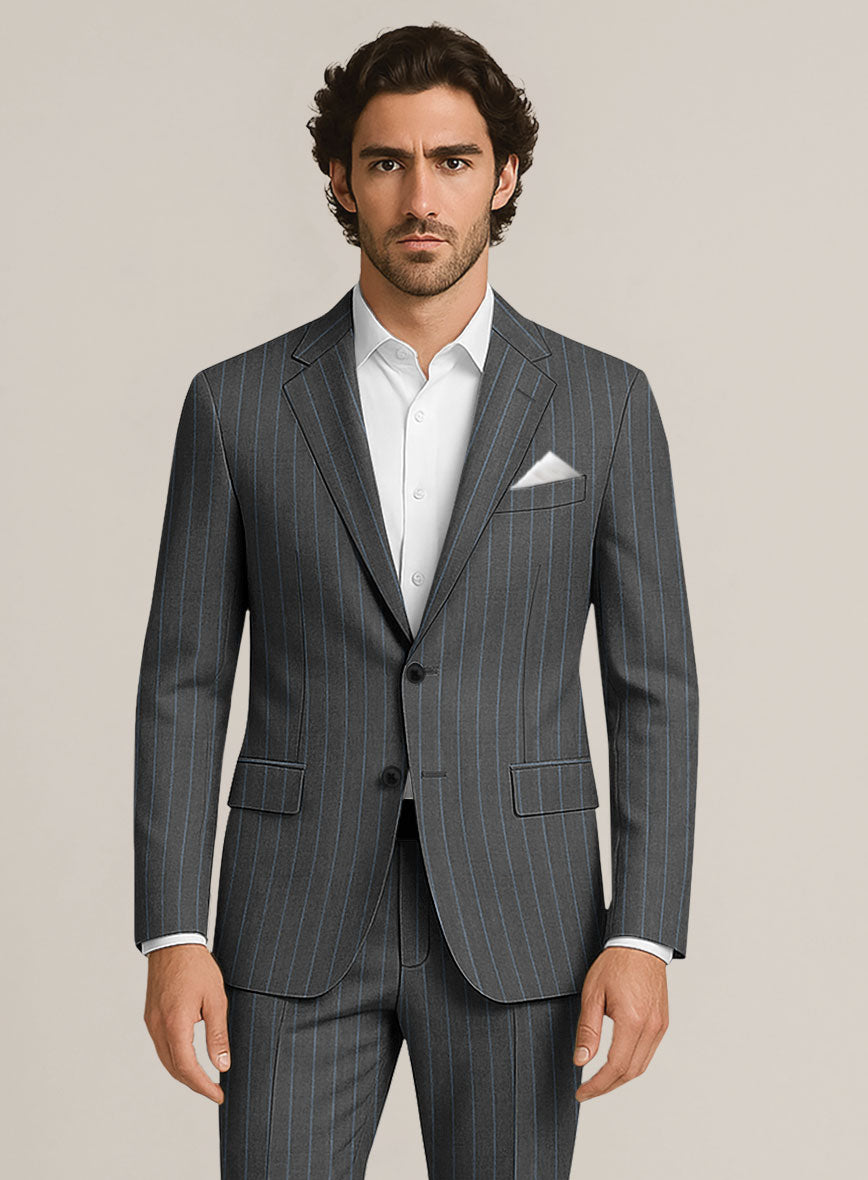 Bristol Slate Gray Rope Stripe Suit - StudioSuits