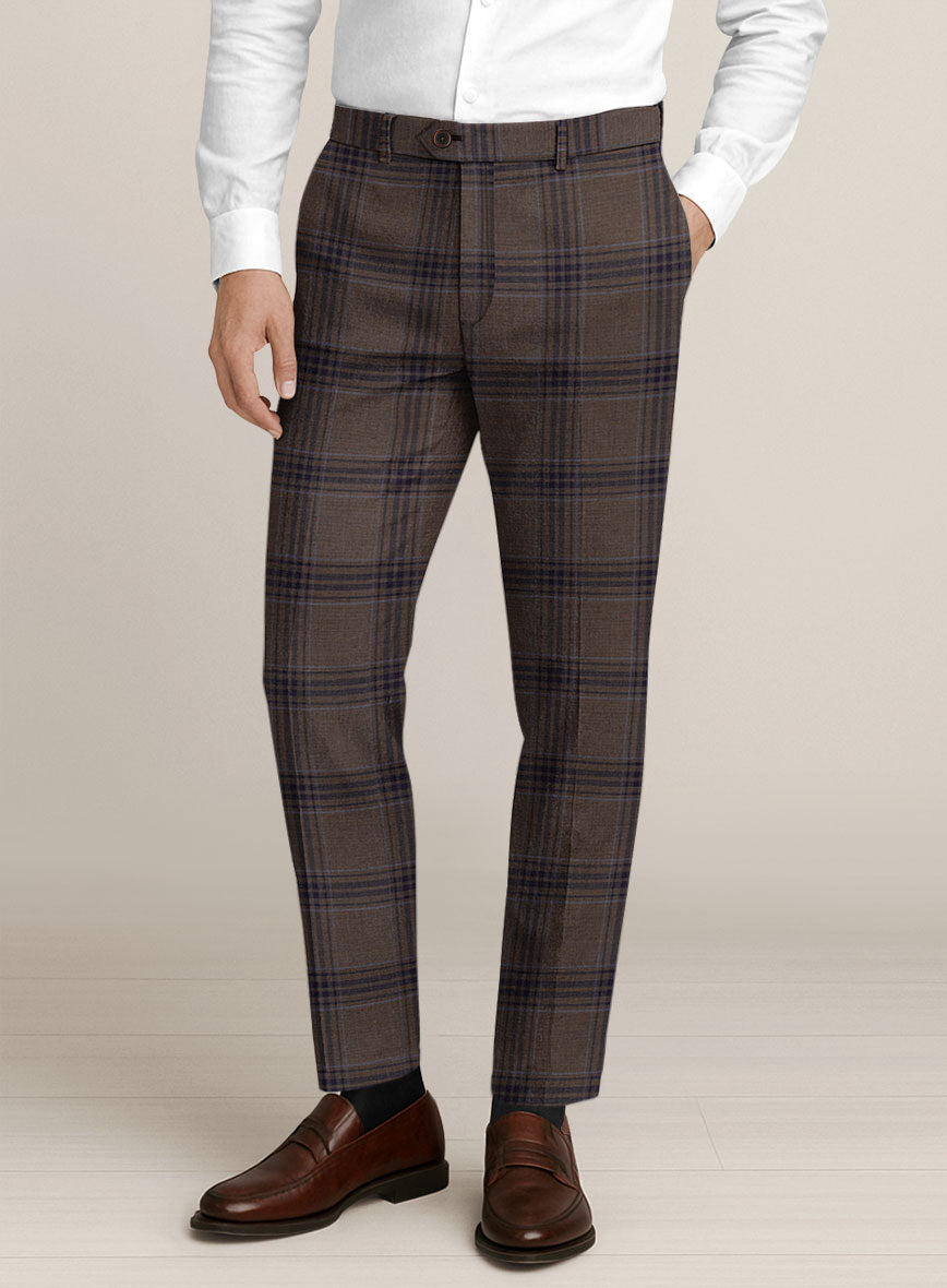 Bristol Trufa Brown Check Pants - StudioSuits