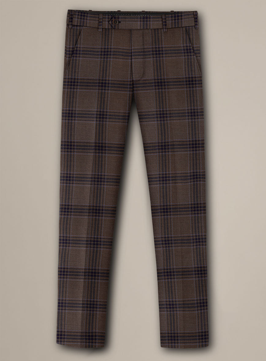 Bristol Trufa Brown Check Pants - StudioSuits