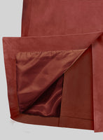 Burnt Red Suede Leather Pea Coat - StudioSuits