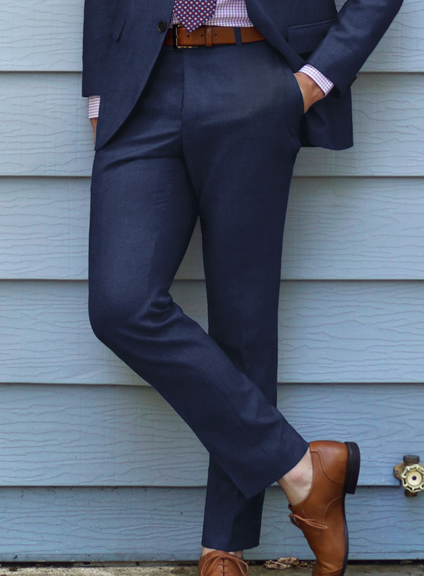 Caccioppoli Sun Dream Afarie Dark Blue Wool Pants - StudioSuits