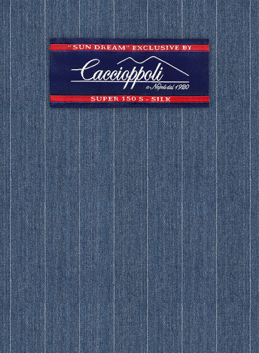 Caccioppoli Sun Dream Bansco Blue Wool Silk Suit - StudioSuits