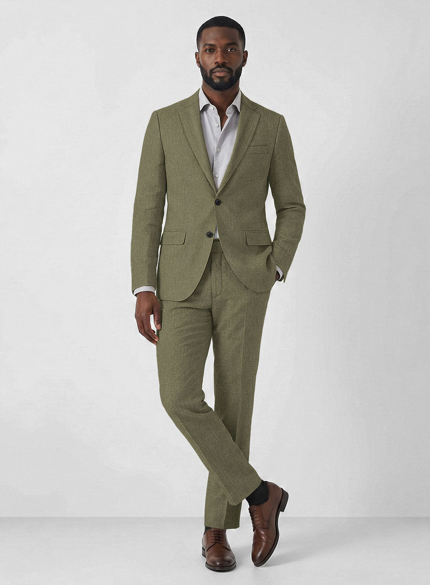 Campari Rustic Green Linen Suit – StudioSuits