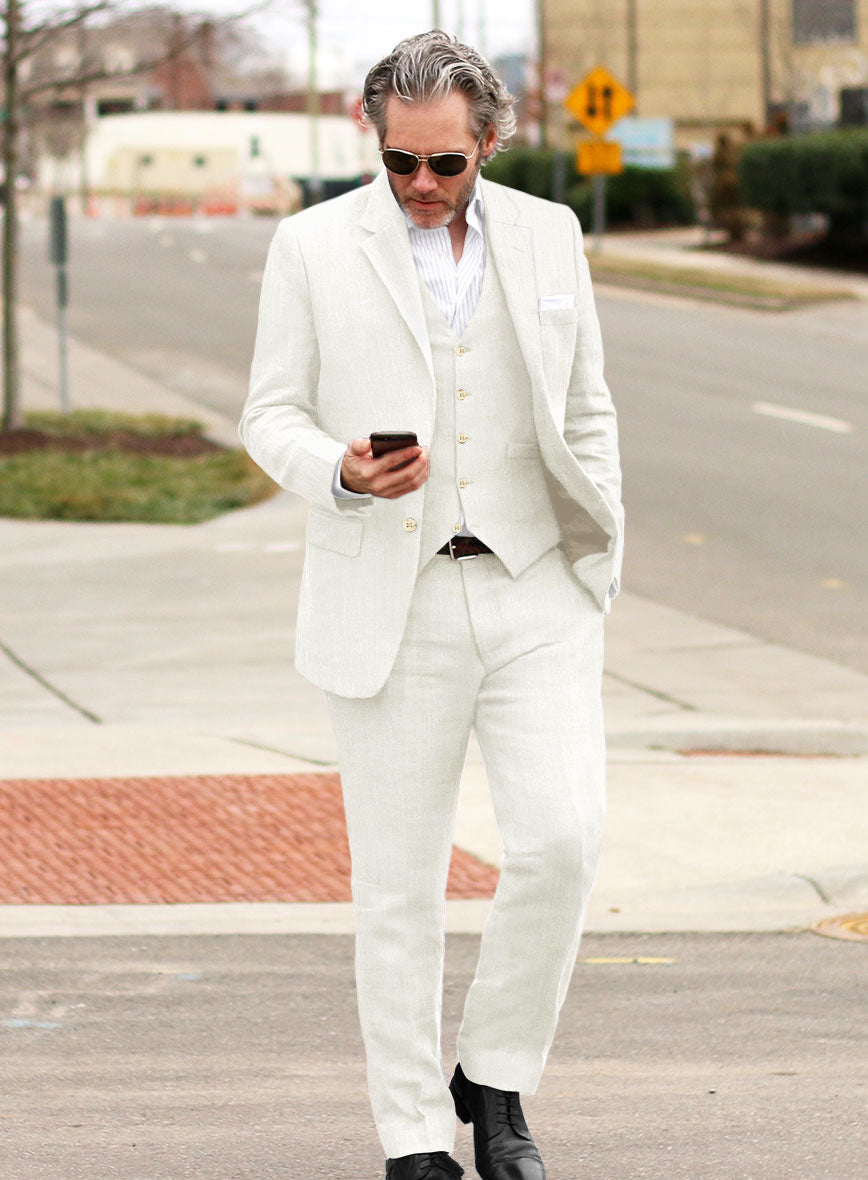 Men's Campari Cream Linen Suit by StudioSuits