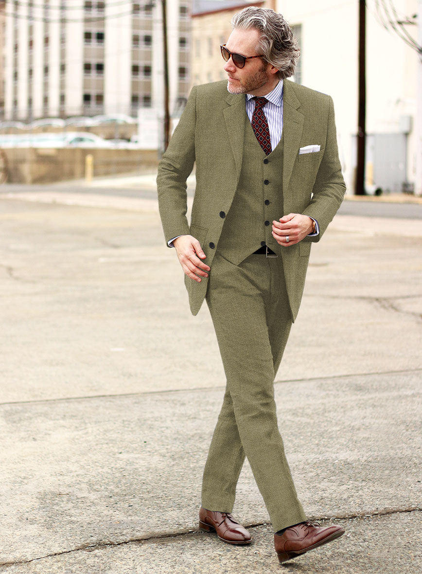Campari Rustic Green Linen Suit - StudioSuits
